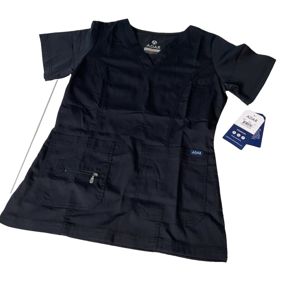Adar Pro V-Neck women's Scrub Top Tailored Fit P9600 Black XS